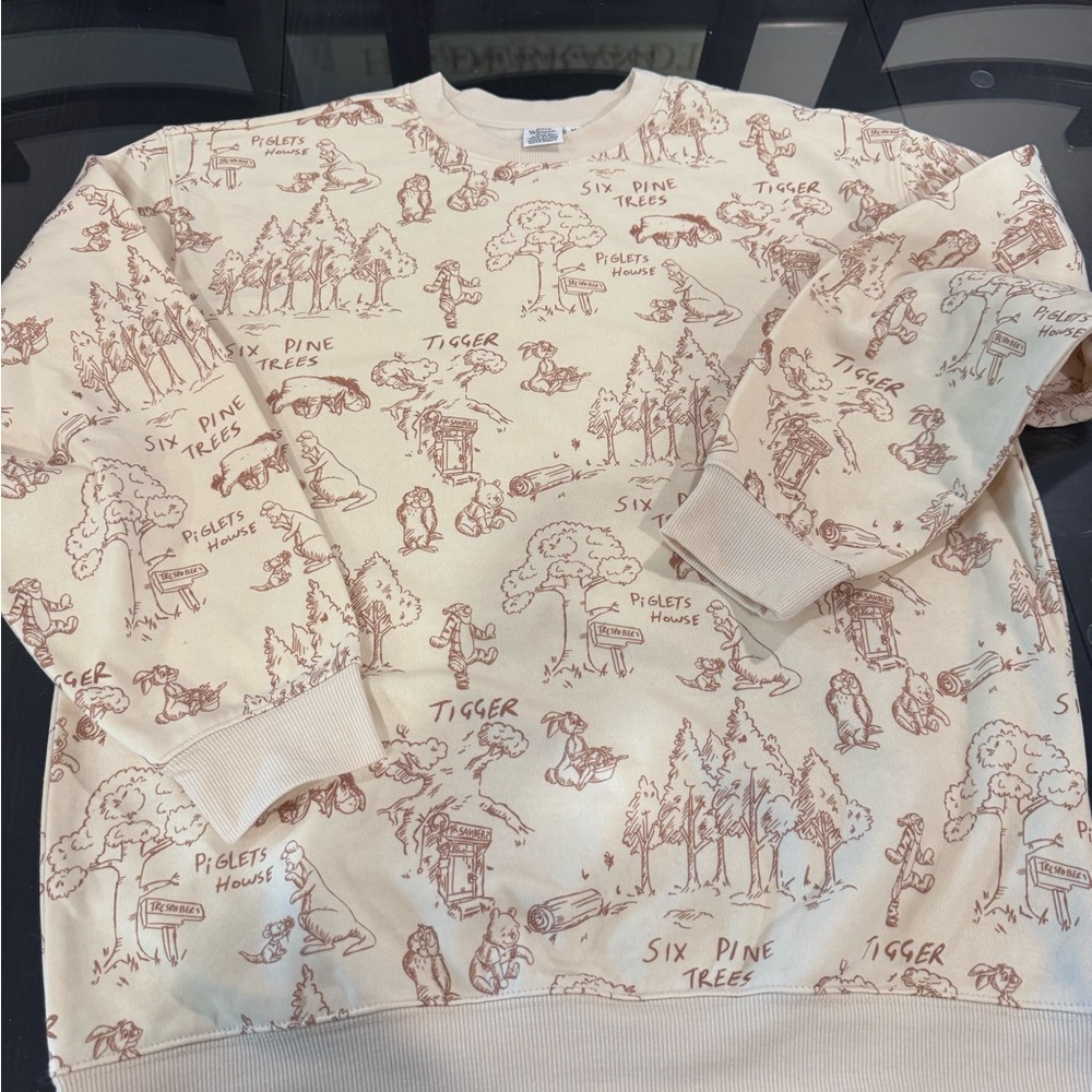 Disney Cream Sweatshirt with Brown Winnie the Pooh Sketch Print